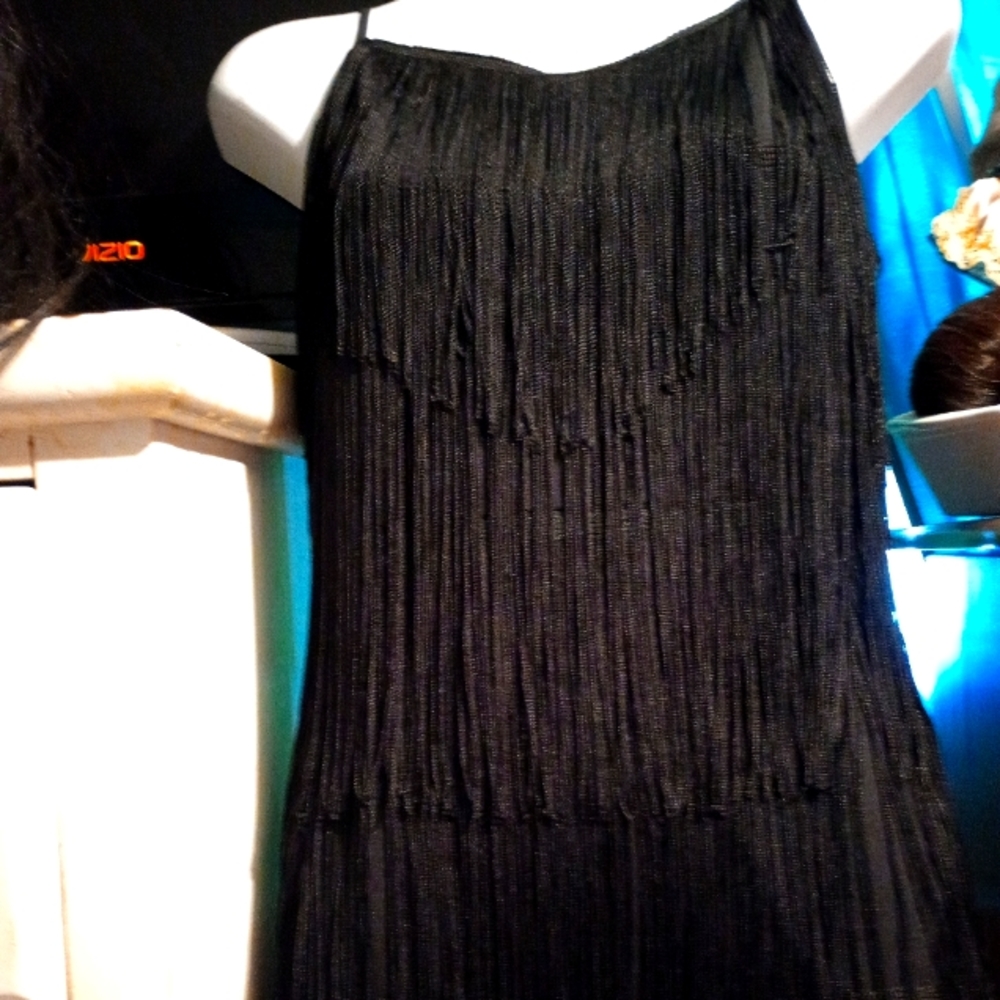 Dress black fringe